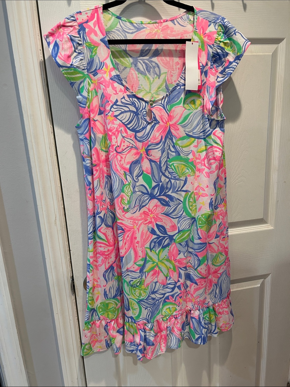 Lilly Pulitzer Pastel Floral Scoop Neck Top in Pink & Blue